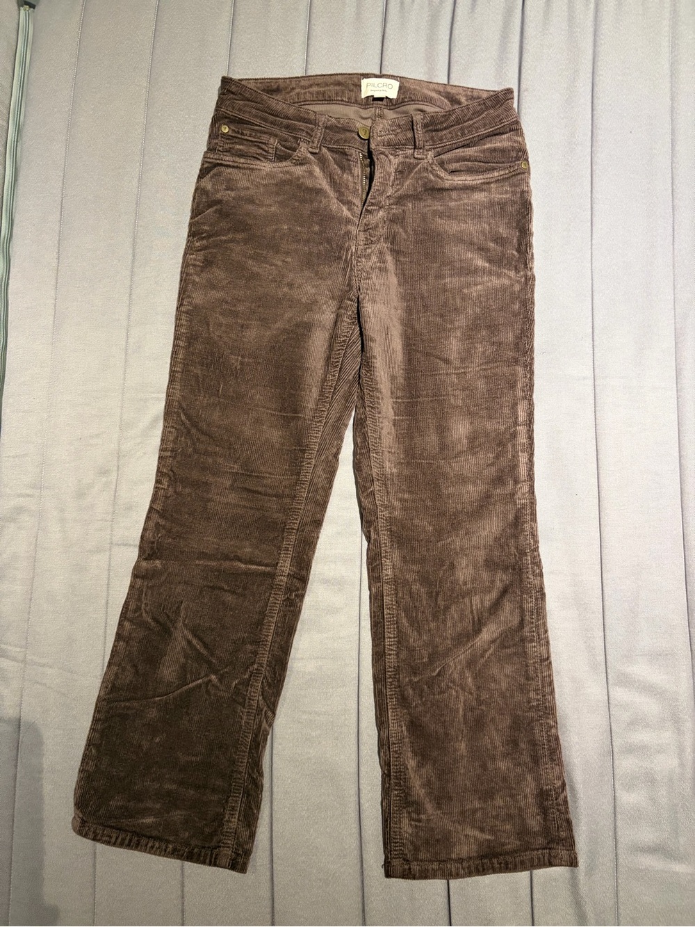 Pilcro Brown Corduroy Wide-Leg Crop Jeans